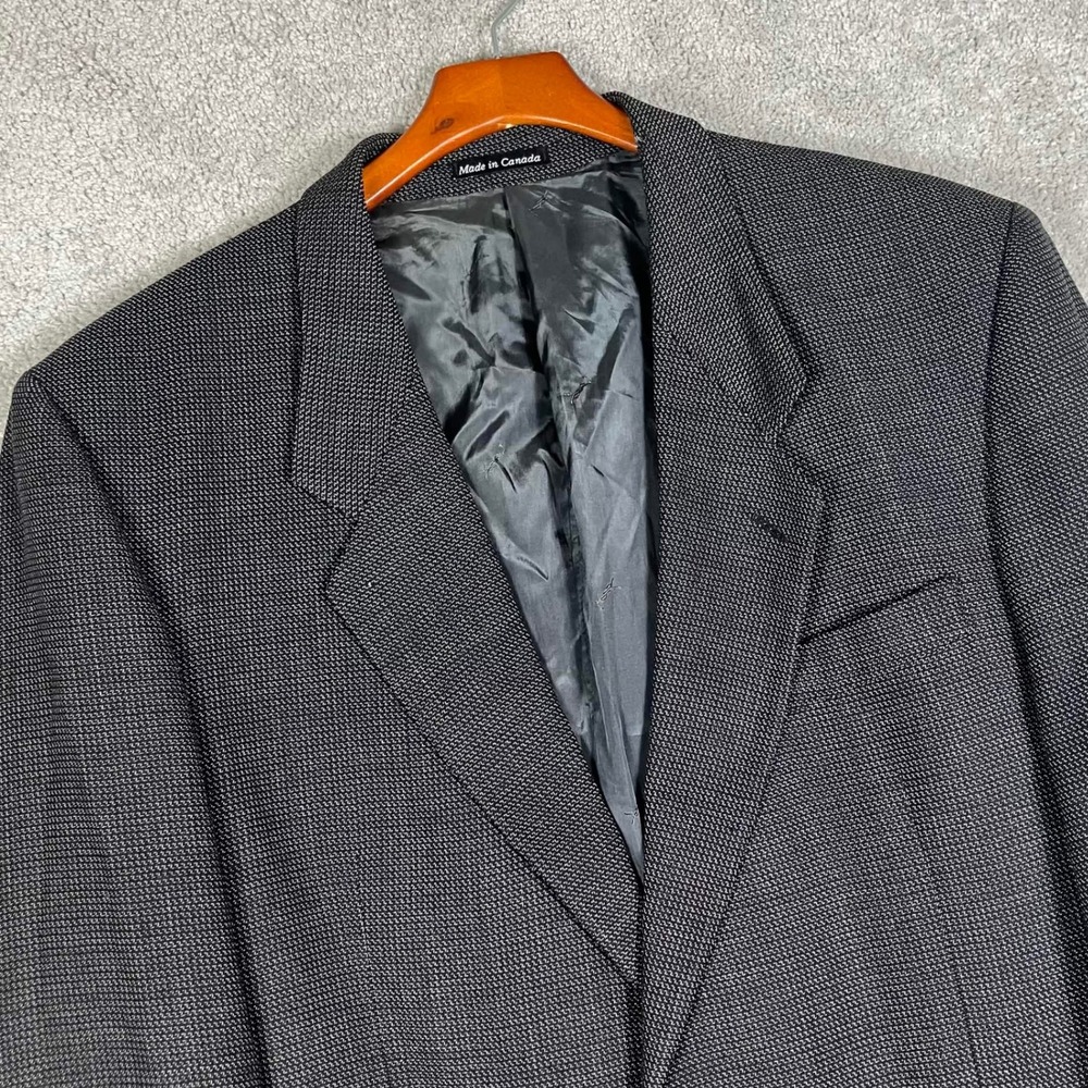 Vintage Yves Saint Laurent Blazer Mens 42R Black Worsted Wool Made in Canada
